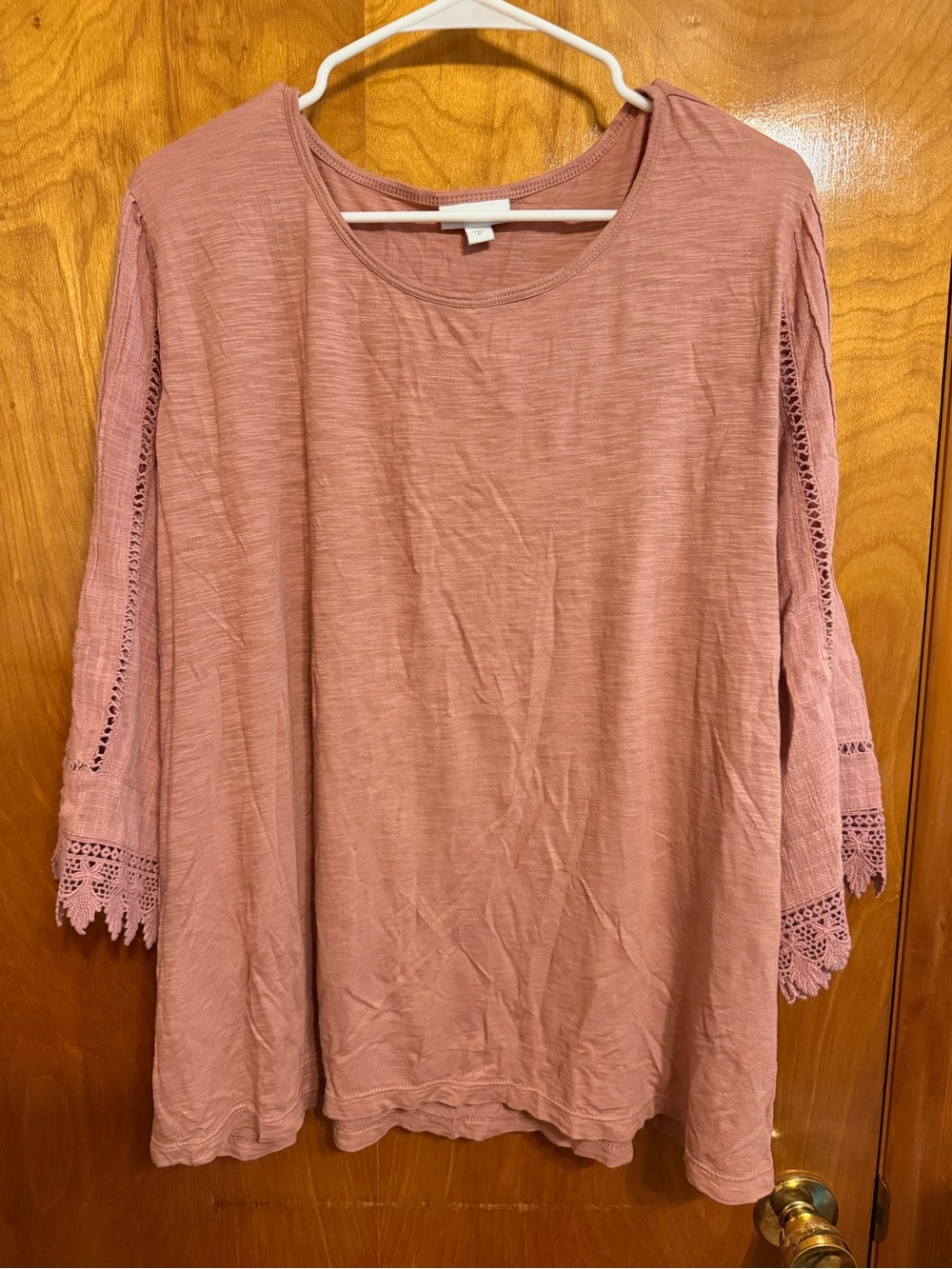 J. Jill Dusty Rose Lace-Trim Tunic Top